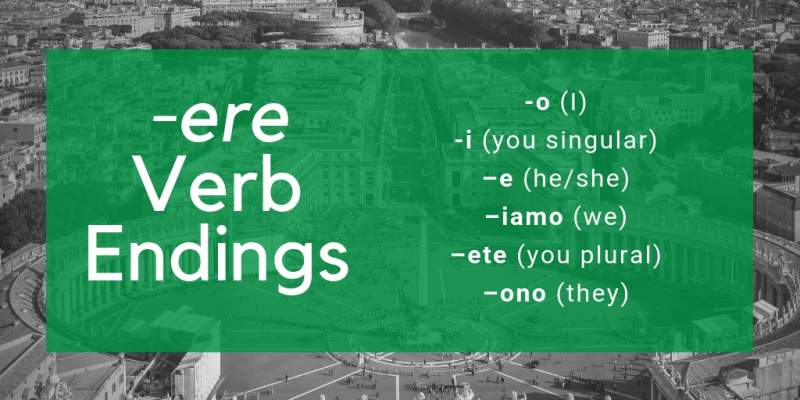 Italian verb conjugation chart ere verbs