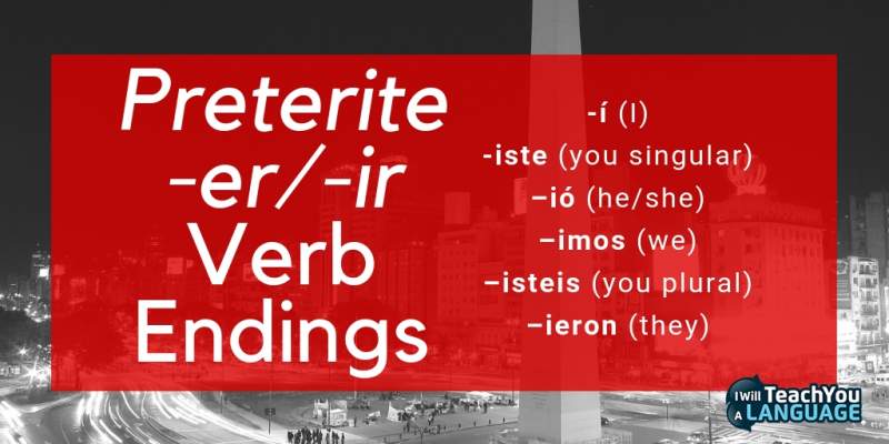 Spanish preterite er ir verb conjugation