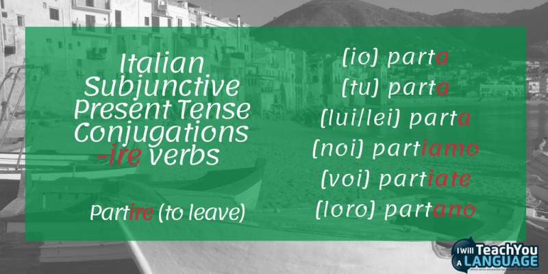 Italian subjunctive ire verbs