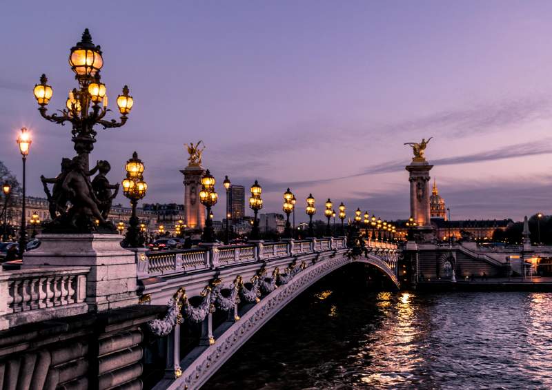 Parisian bridge by night