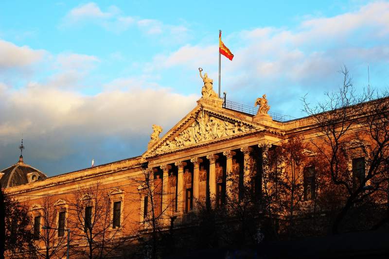 Spanish flag over Madrid