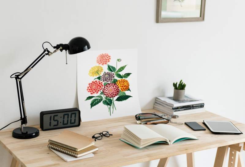 books and stationery on desk