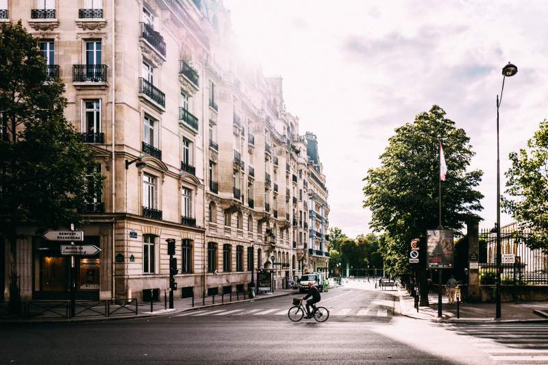 cyclist on Parisian street