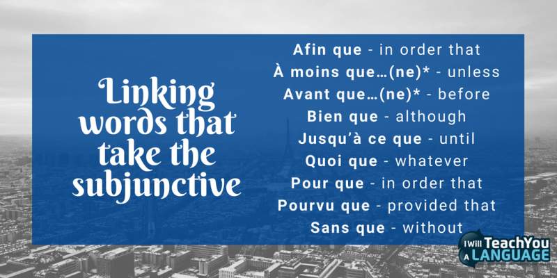 link words that take the French subjunctive