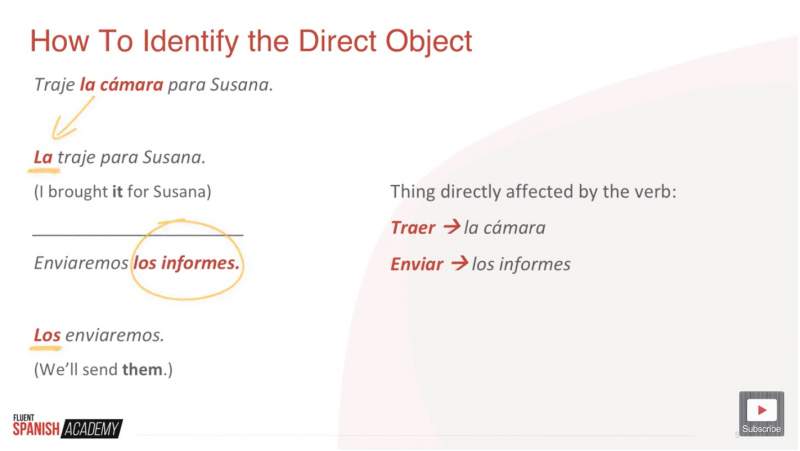 How to identify Spanish direct object pronouns