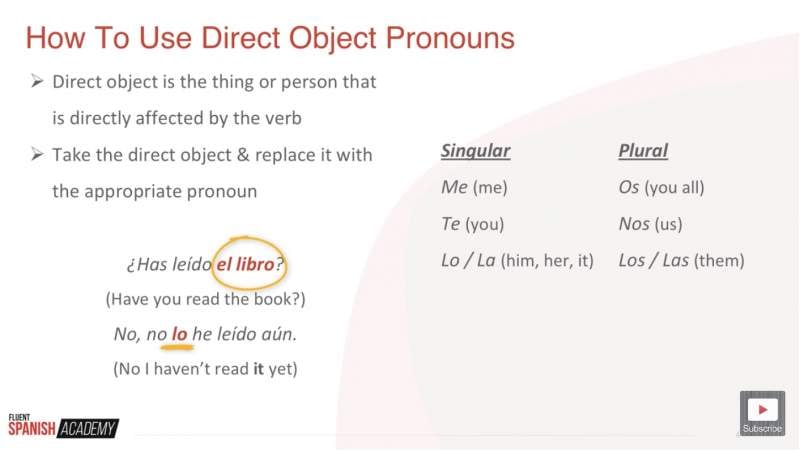 How to use Spanish direct object pronouns