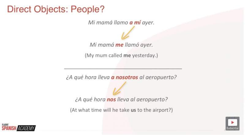 Spanish direct object pronouns-people