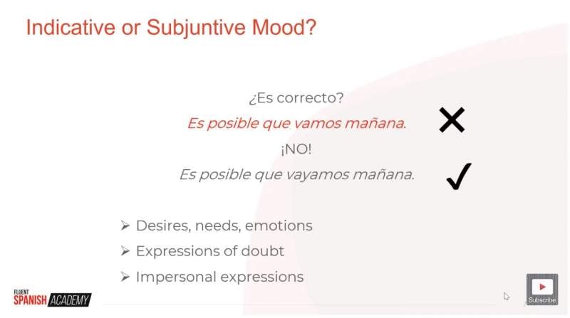 Spanish subjunctive mood example