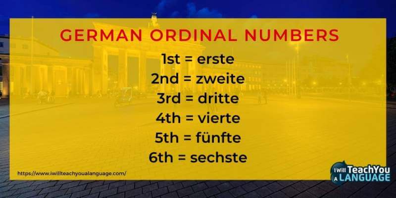 German ordinal numbers chart