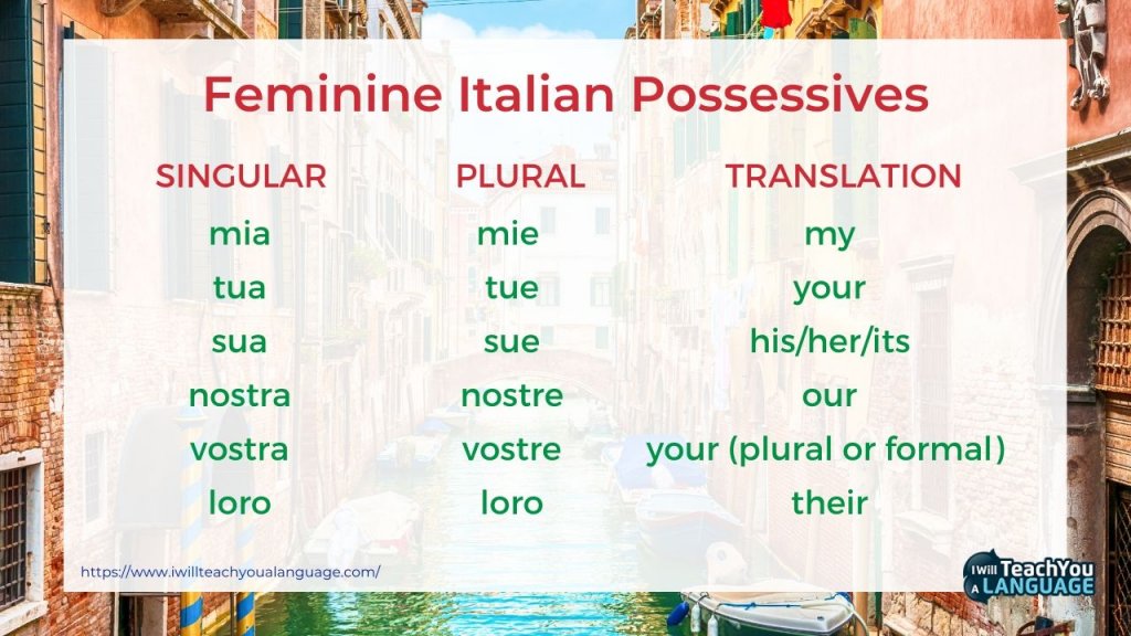 Possessive Adjectives Italian StoryLearning