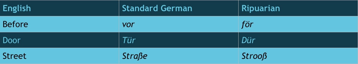 German in Belgium vocab differences