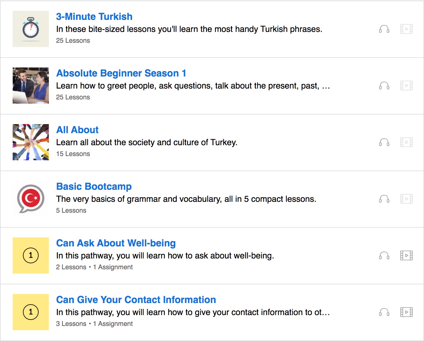 TurkishClass101 learning paths