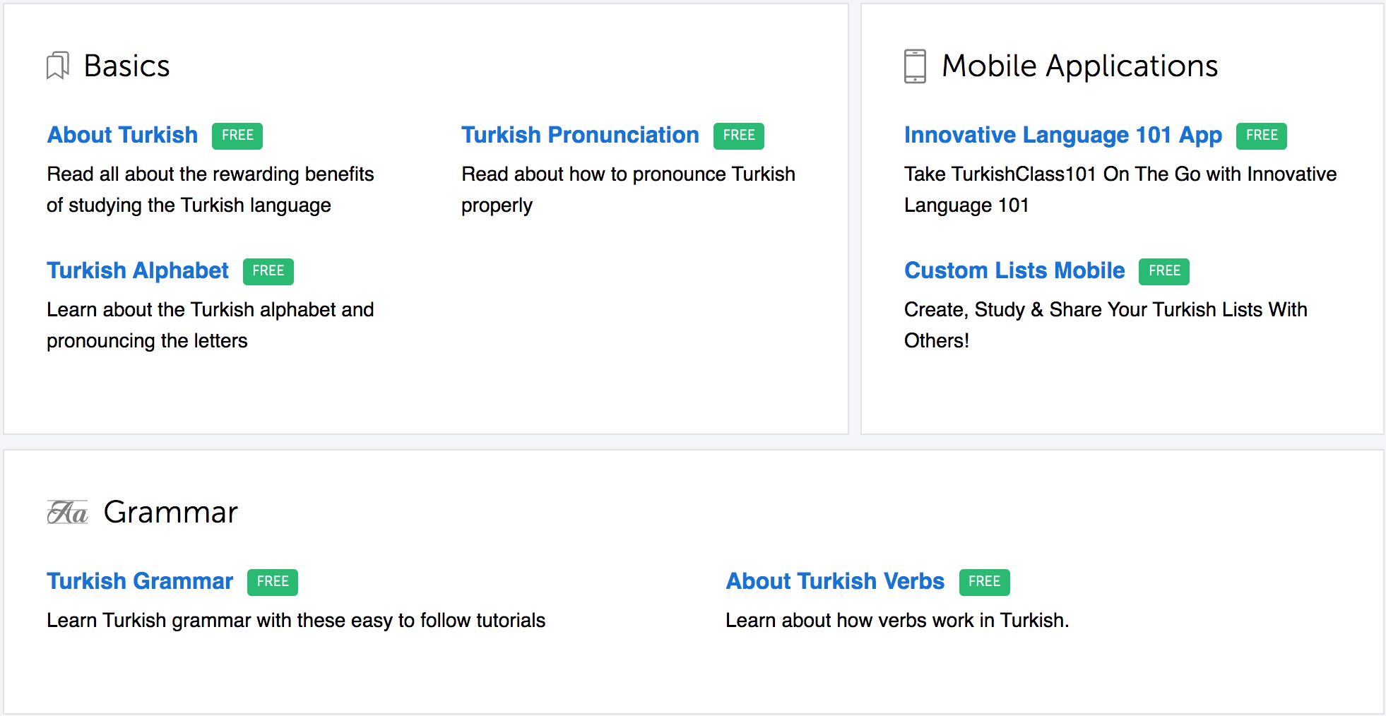 Bonus PDFs in TurkishClass101