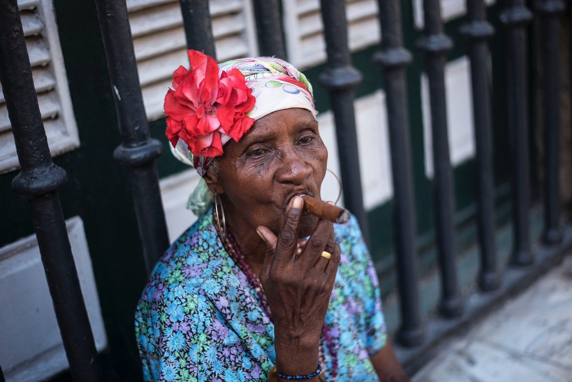 cuban woman smoking a cigar