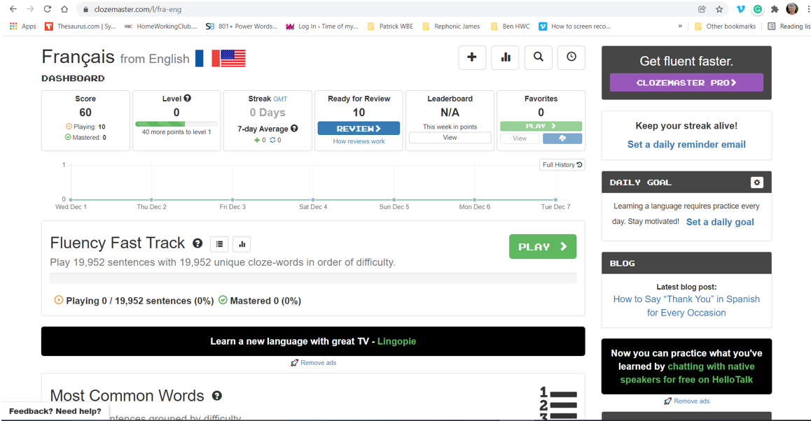 Clozemaster review fast track to fluency