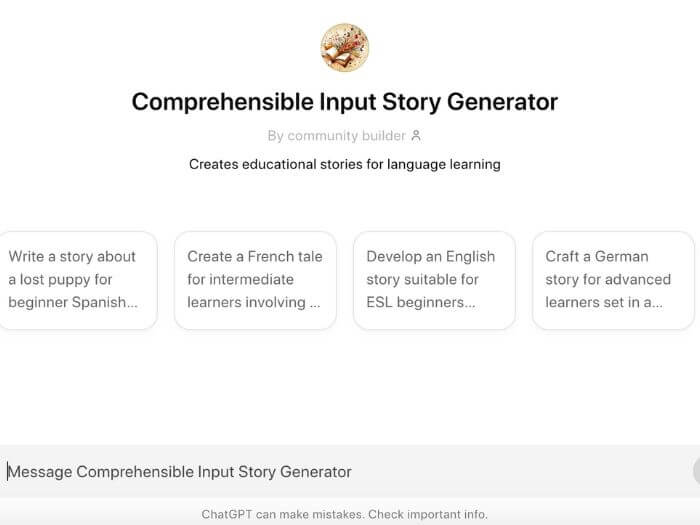 learn Spanish with AI comprehensible input story generator 