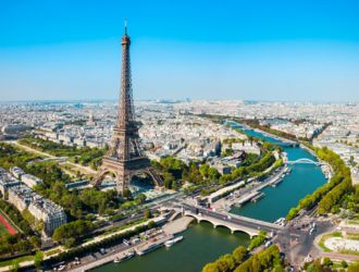 Aerial view of Paris and the Eiffel Tower