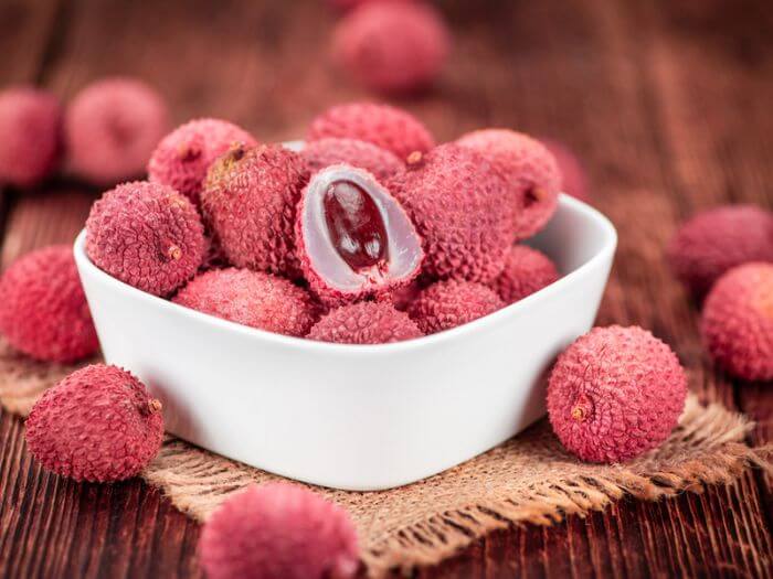 Bowl of lychees