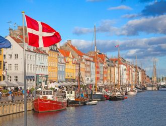 Colourful houses in the Nyhavn area of Copenhagen, Denmark