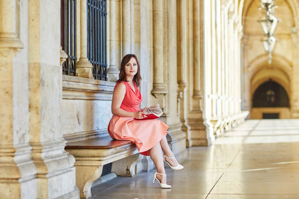 Woman with a book in Vienna, Austria