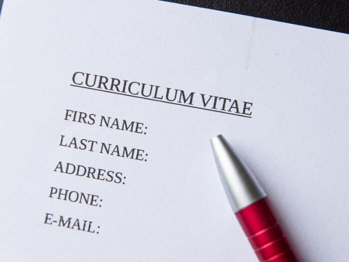 Contact details on a CV in English