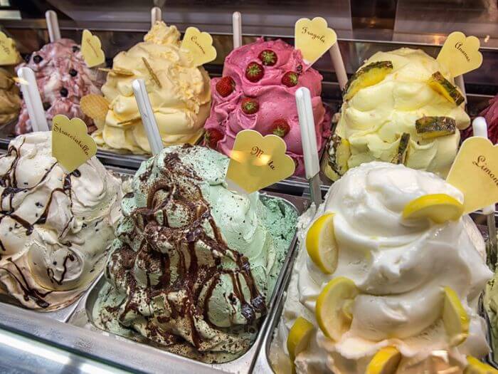 Traditional Italian dishes gelato