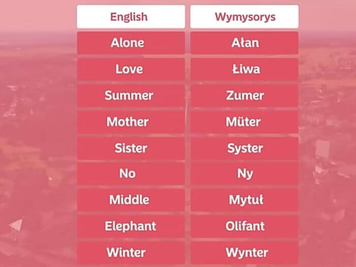 English and Wymysorys cognates 