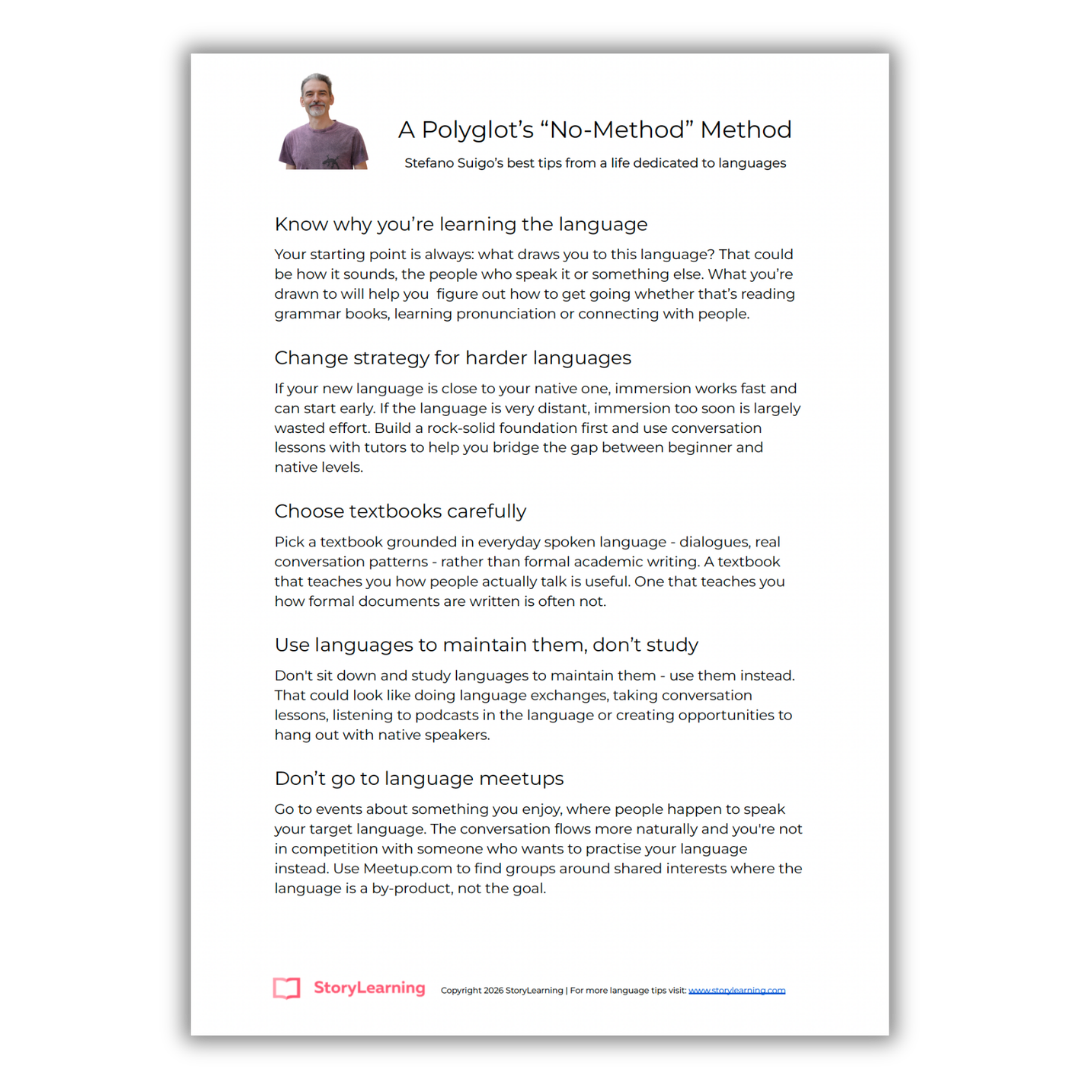 Preview of A Polyglot's No-Method Method — Stefano Suigo's 5 best language learning tips