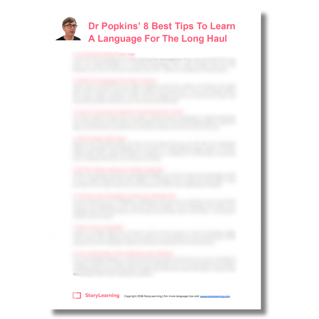 Dr Popkins' 8 Best Tips to Learn a Language — free guide from StoryLearning