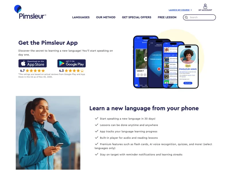 a screenshot of a website pimsleur review